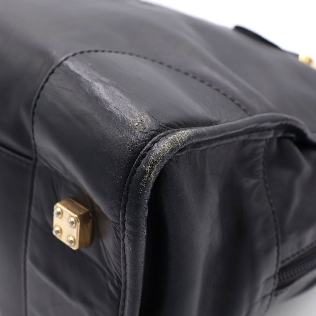 LOEWE(ロエベ) アマソナ32 アナグラム レザー ゴールド金具 ハンドバッグ ミニボストンバッグ ブラック レディース
