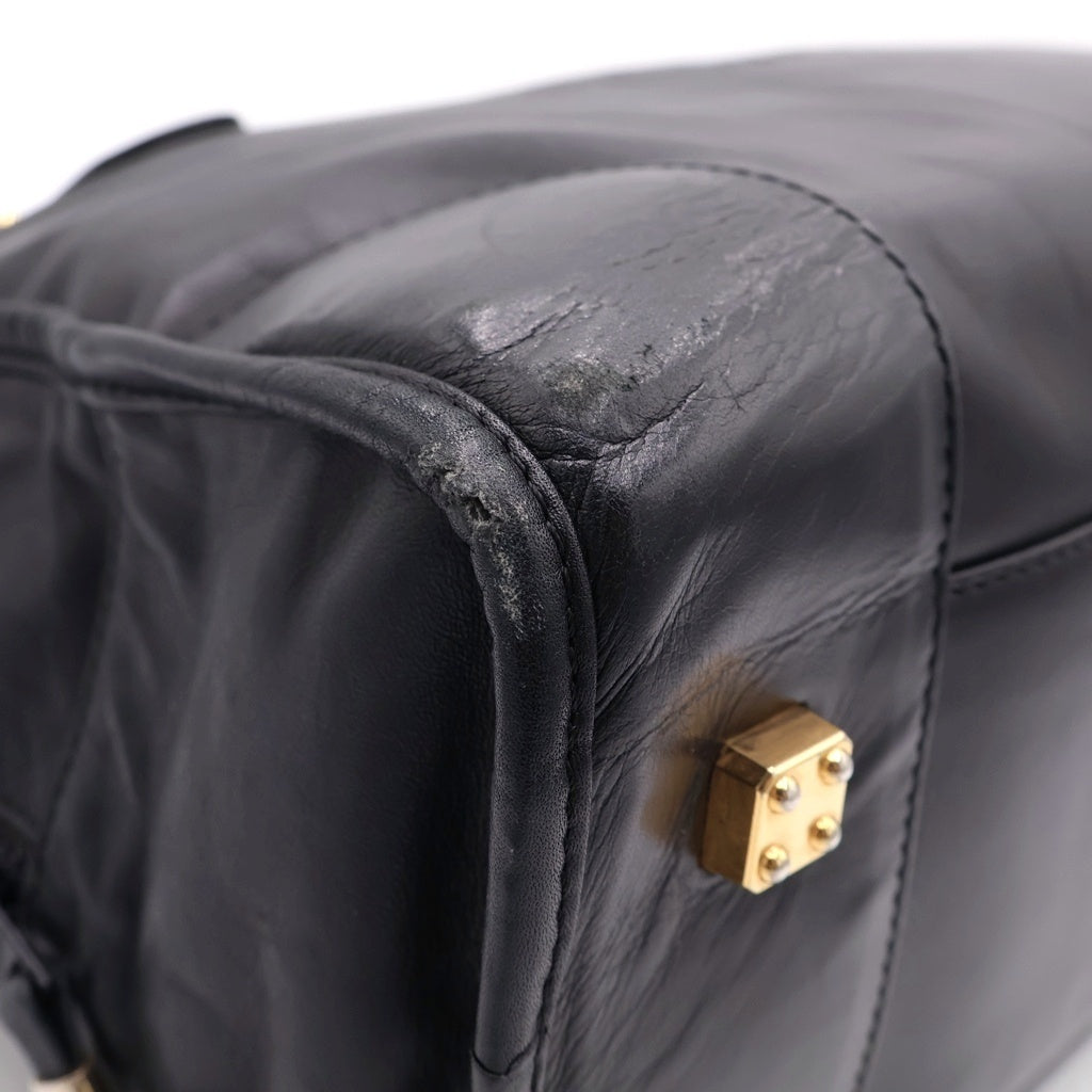 LOEWE(ロエベ) アマソナ32 アナグラム レザー ゴールド金具 ハンドバッグ ミニボストンバッグ ブラック レディース