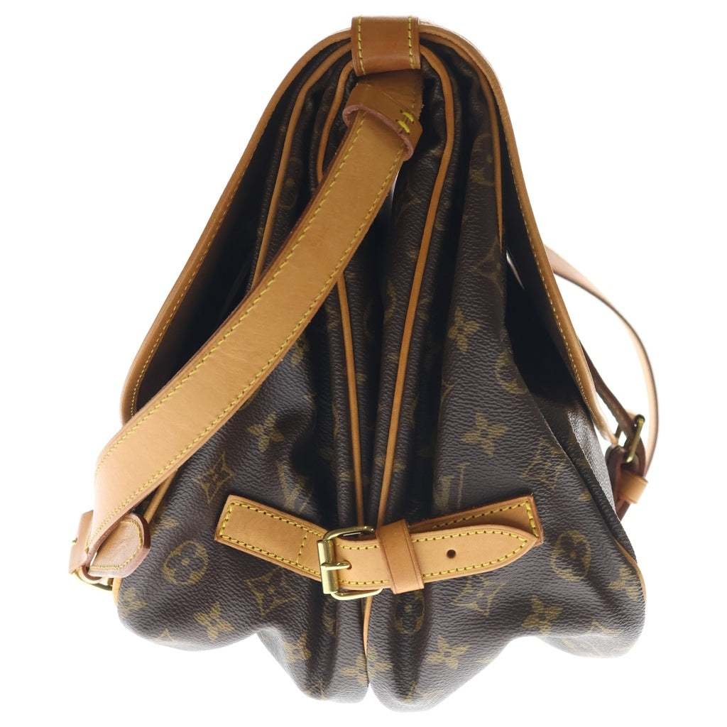 LOUIS VUITTON(ルイヴィトン) モノグラム ソミュール35 ショルダーバッグ ブラウン レザー×PVC M42254 ゴールド金具 レディース