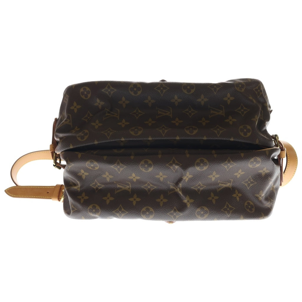 LOUIS VUITTON(ルイヴィトン) モノグラム ソミュール35 ショルダーバッグ ブラウン レザー×PVC M42254 ゴールド金具 レディース