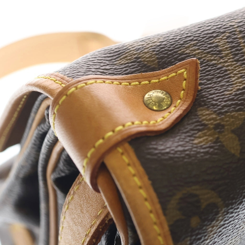 LOUIS VUITTON(ルイヴィトン) モノグラム ソミュール35 ショルダーバッグ ブラウン レザー×PVC M42254 ゴールド金具 レディース