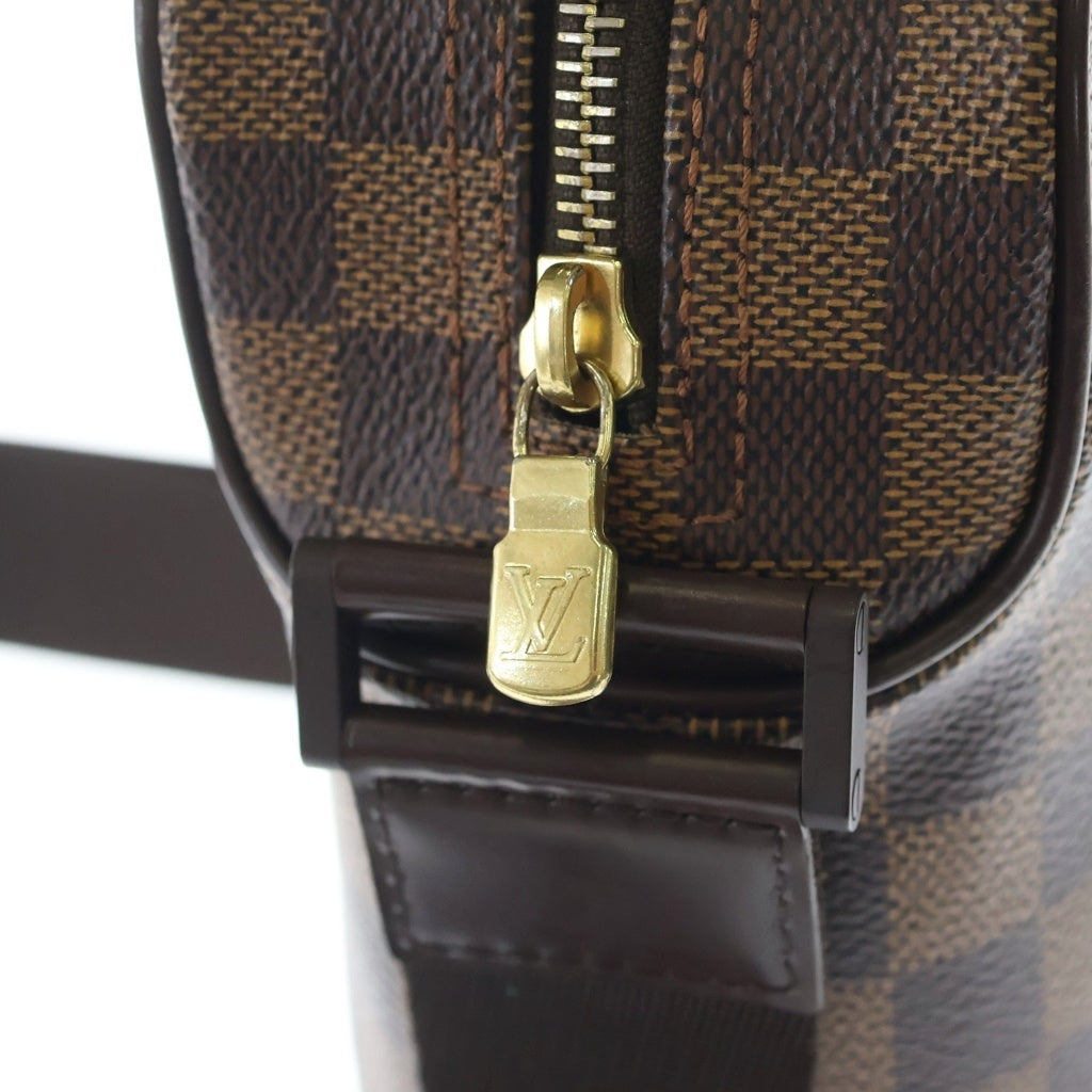 LOUIS VUITTON(ルイヴィトン) ダミエ オラフPM ショルダーバッグ ブラウン レザー×PVC N41442 ゴールド金具 レディース
