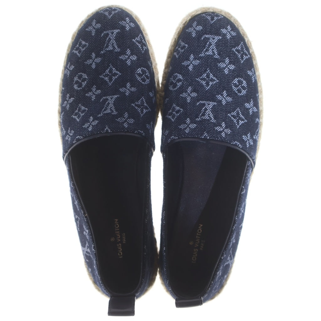 LOUIS VUITTON(ルイヴィトン) モノグラムデニム エスパドリーユ フラットシューズ デニム インディゴブルー #35 1/2 レディース