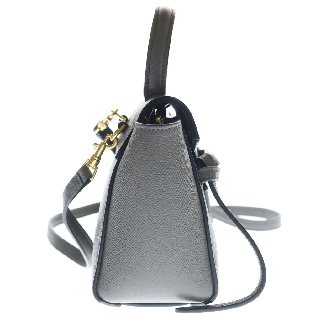 CELINE(セリーヌ) ベルトバッグ ハンドバッグ ピコ 2WAYバッグ ハンドバッグ ショルダーバッグ グレー レザー ゴールド金具 レディース