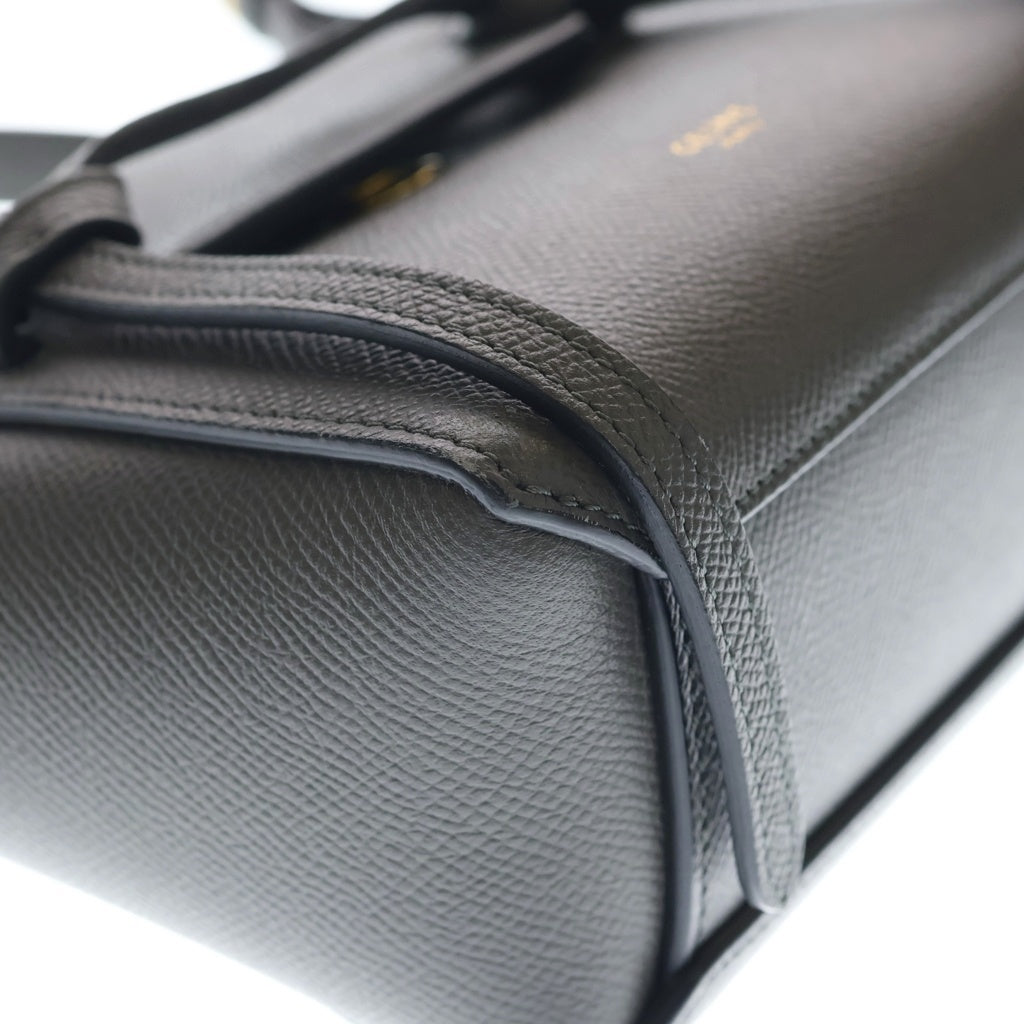 CELINE(セリーヌ) ベルトバッグ ハンドバッグ ピコ 2WAYバッグ ハンドバッグ ショルダーバッグ グレー レザー ゴールド金具 レディース