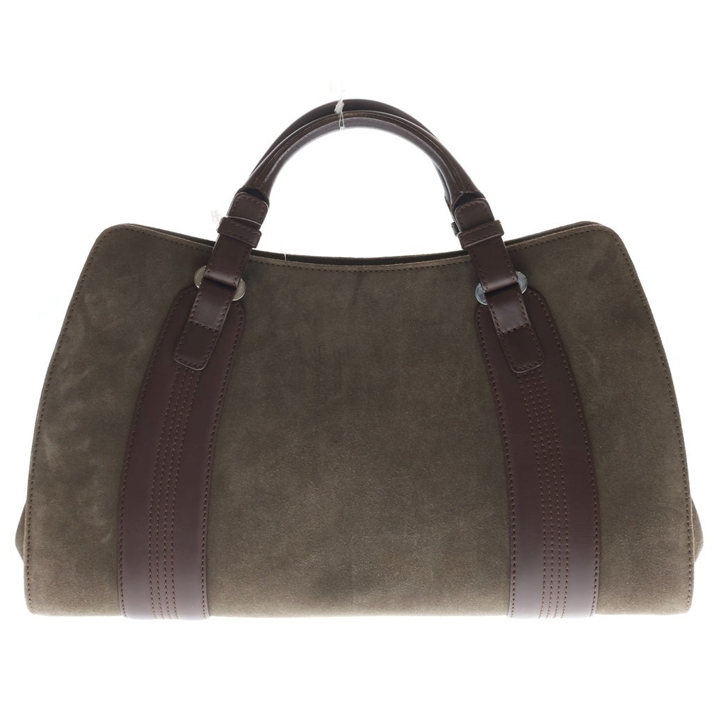 LOEWE(ロエベ) アナグラム カモッシオ ハンドバック ブラウン×カーキ レザー×スエード シルバー金具 レディース