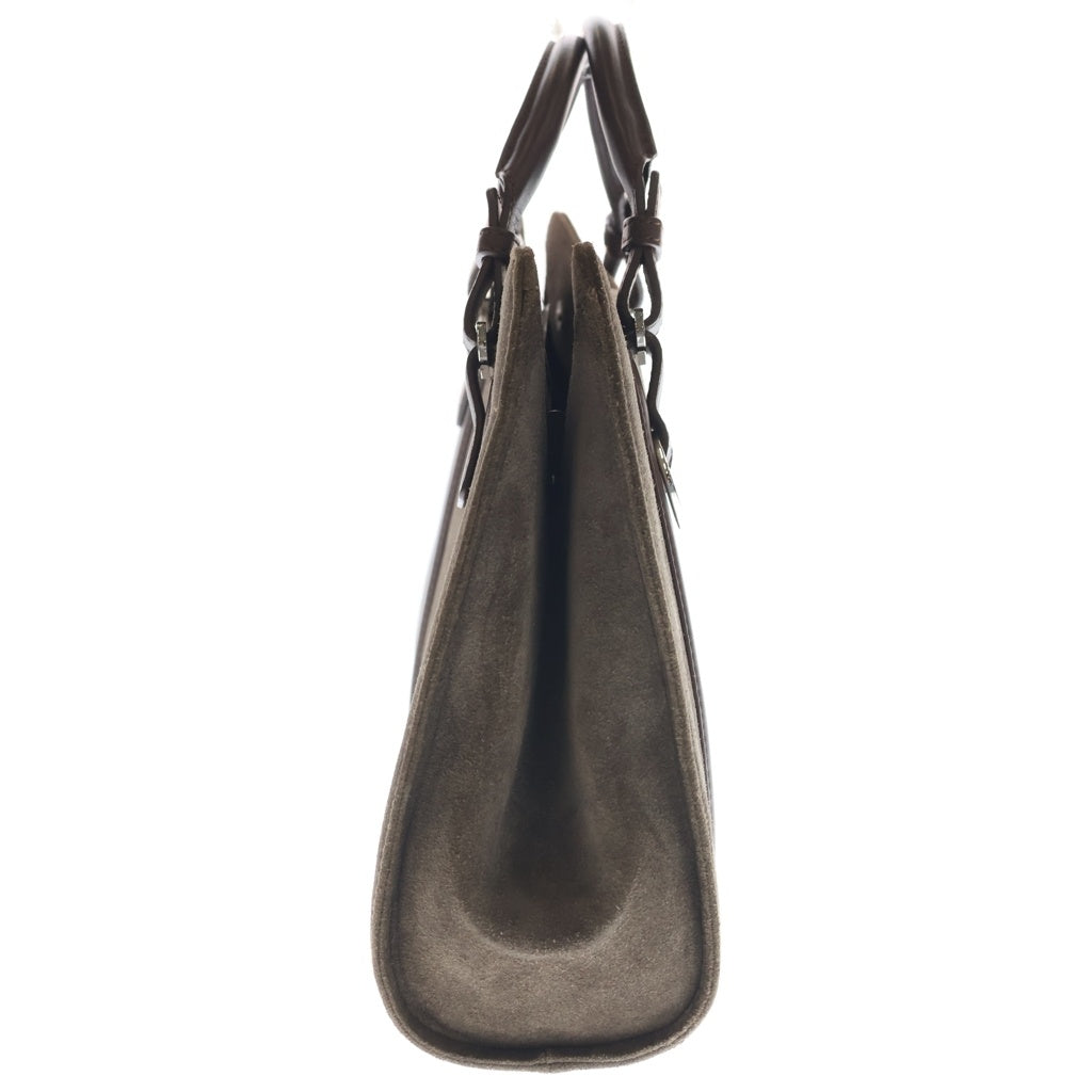 LOEWE(ロエベ) アナグラム カモッシオ ハンドバック ブラウン×カーキ レザー×スエード シルバー金具 レディース