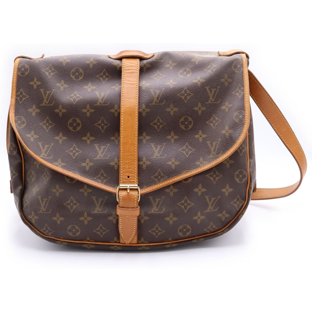 LOUIS VUITTON(ルイヴィトン) モノグラム ソミュール35 ショルダーバッグ ブラウン レザー×PVC M42254 ゴールド金具