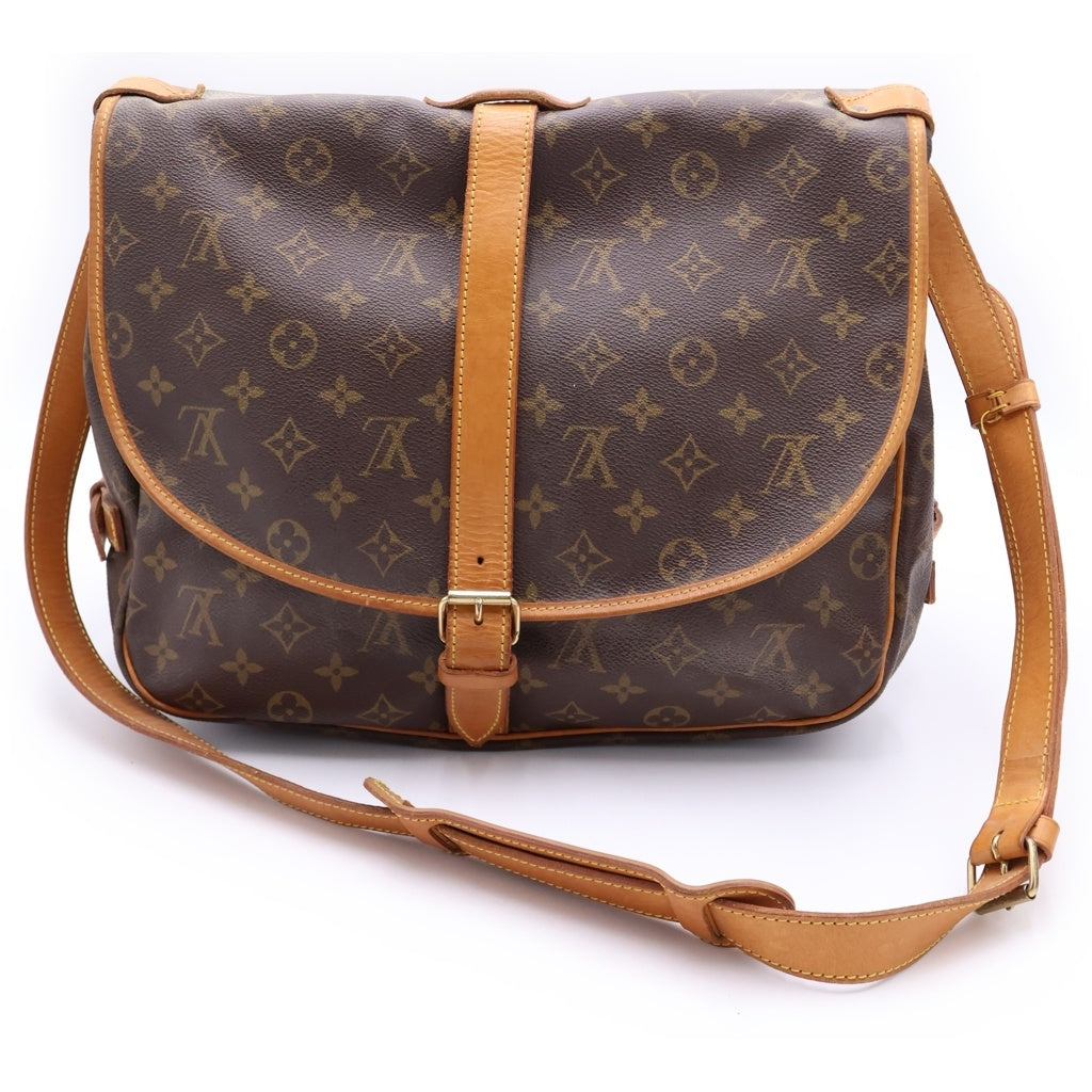 LOUIS VUITTON(ルイヴィトン) モノグラム ソミュール35 ショルダーバッグ ブラウン レザー×PVC M42254 ゴールド金具