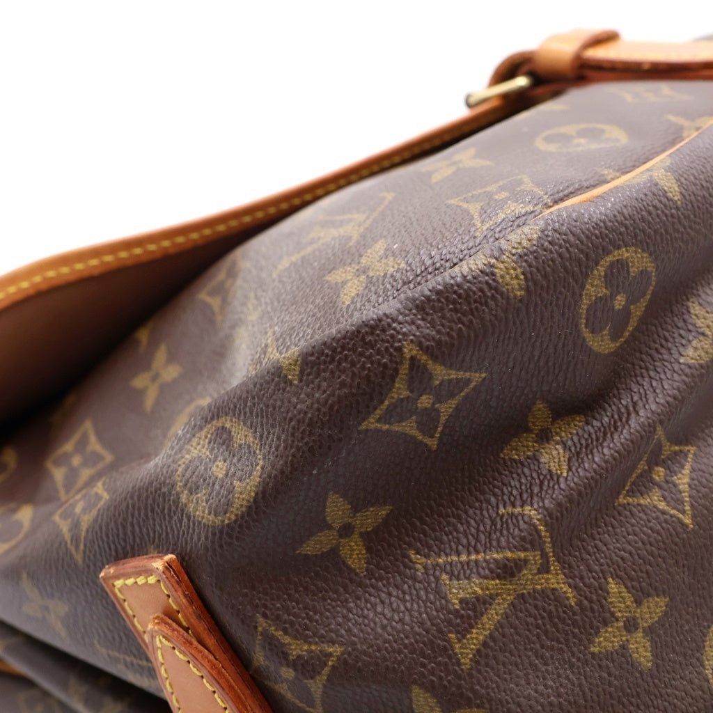 LOUIS VUITTON(ルイヴィトン) モノグラム ソミュール35 ショルダーバッグ ブラウン レザー×PVC M42254 ゴールド金具