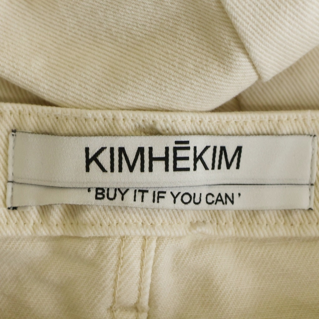 KIMHEKIM(キムヘキム) パール ビジュー装飾 ワイド デニム パンツ ジーンズ アイボリー レディース ZF3JN02IV