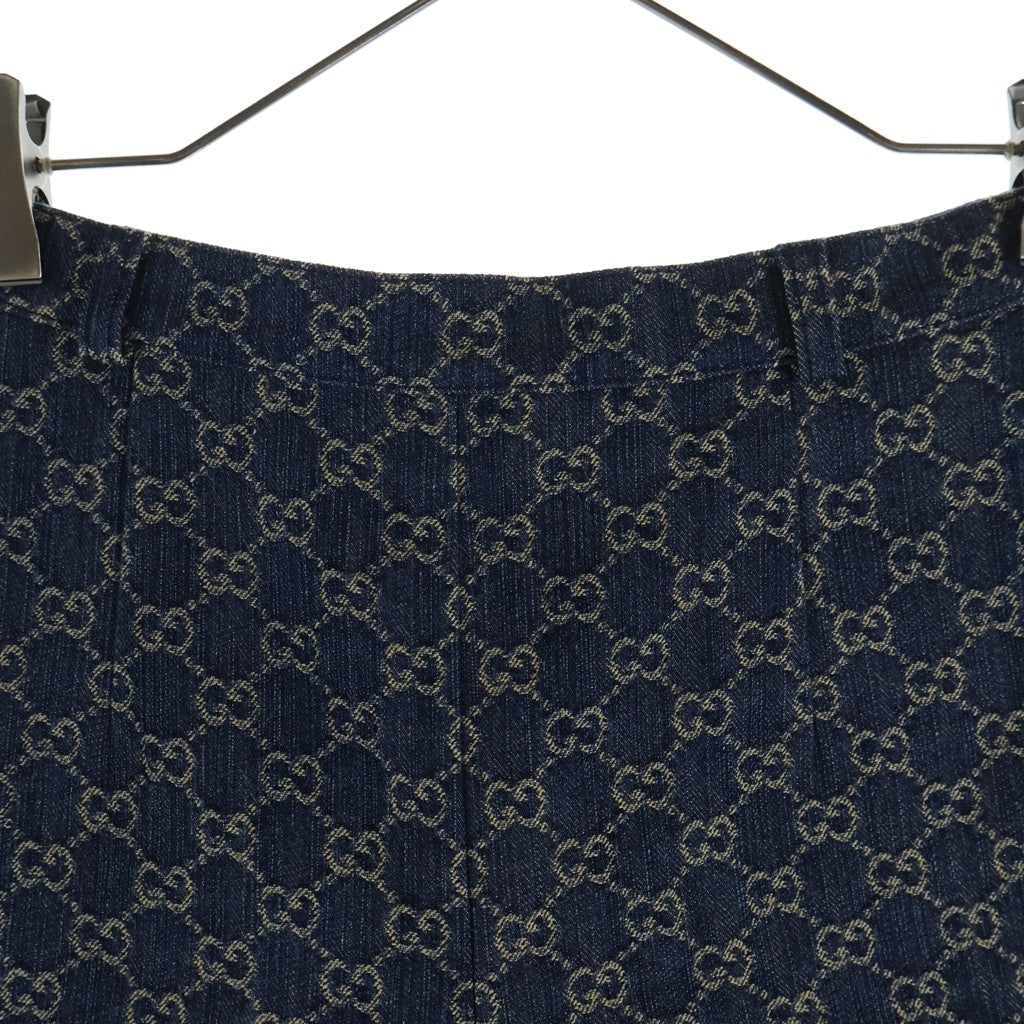 GUCCI(グッチ) GG総柄 ジャガード デニム タイト ミニスカート インディゴ レディース 652661