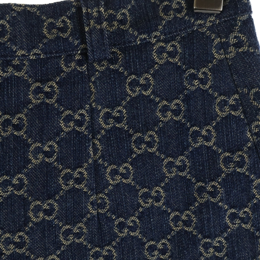GUCCI(グッチ) GG総柄 ジャガード デニム タイト ミニスカート インディゴ レディース 652661
