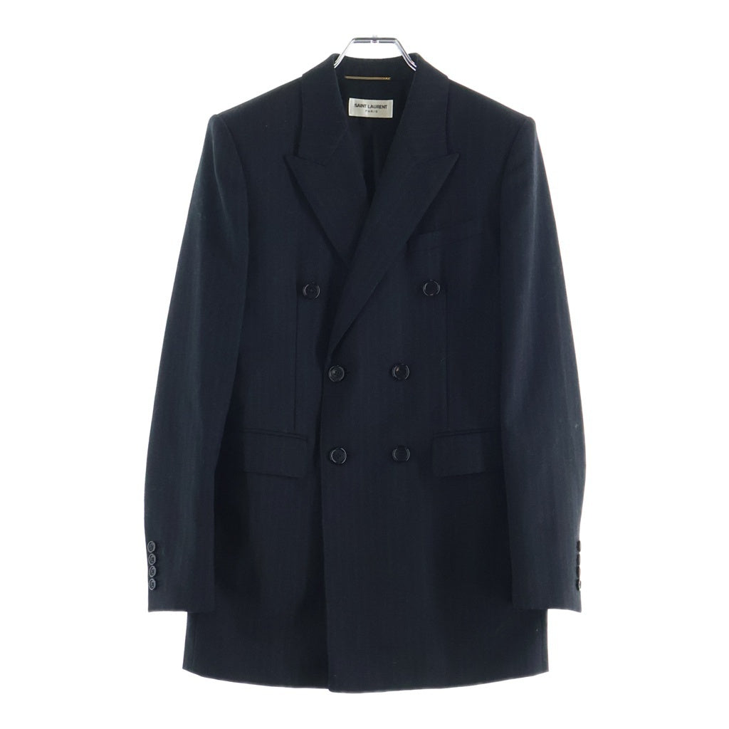 SAINT LAURENT PARIS(サンローランパリ) 20AW ストライプ柄ダブルブレストジャケット ブラック 632886 レディース