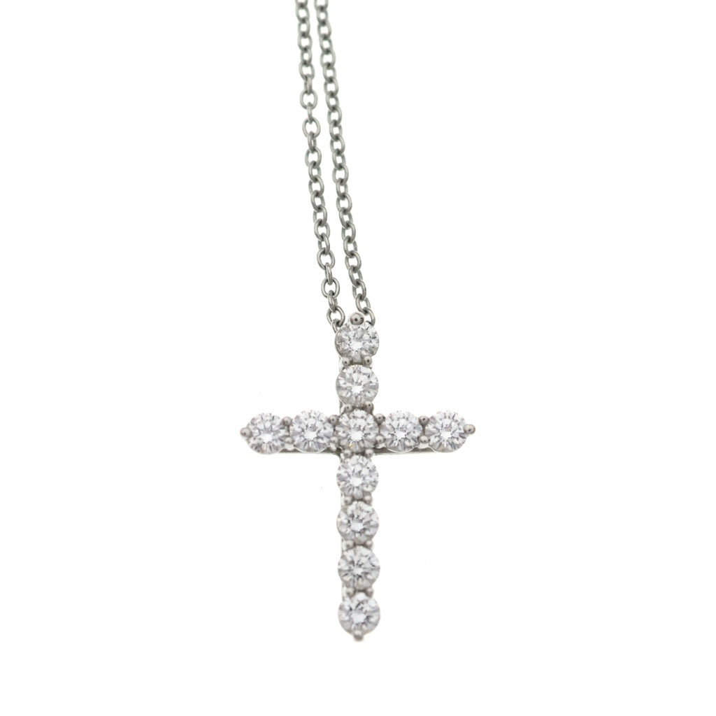 TIFFANY & Co.(ティファニー) クロス ミディアム ダイヤ 11Pダイヤ Pt950 プラチナ ネックレス ペンダント レディース