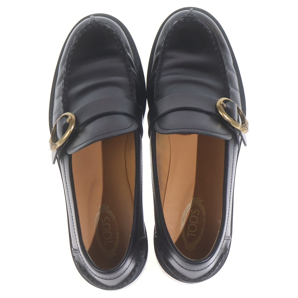 TOD'S(トッズ) レザー ローファー ライオンバックル ブラック #39