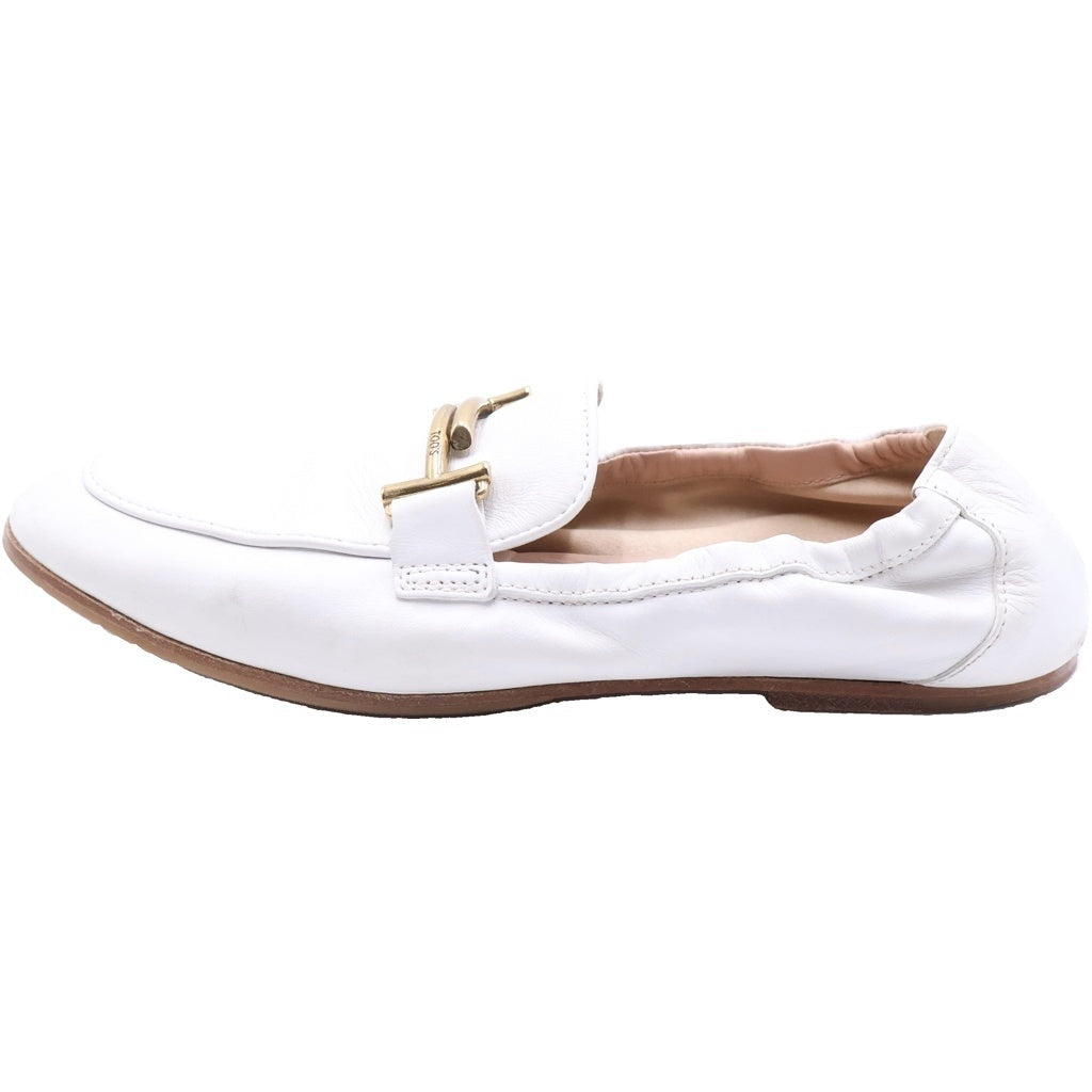 TOD'S(トッズ) フラットレザーシューズ ホワイト #38 1/2