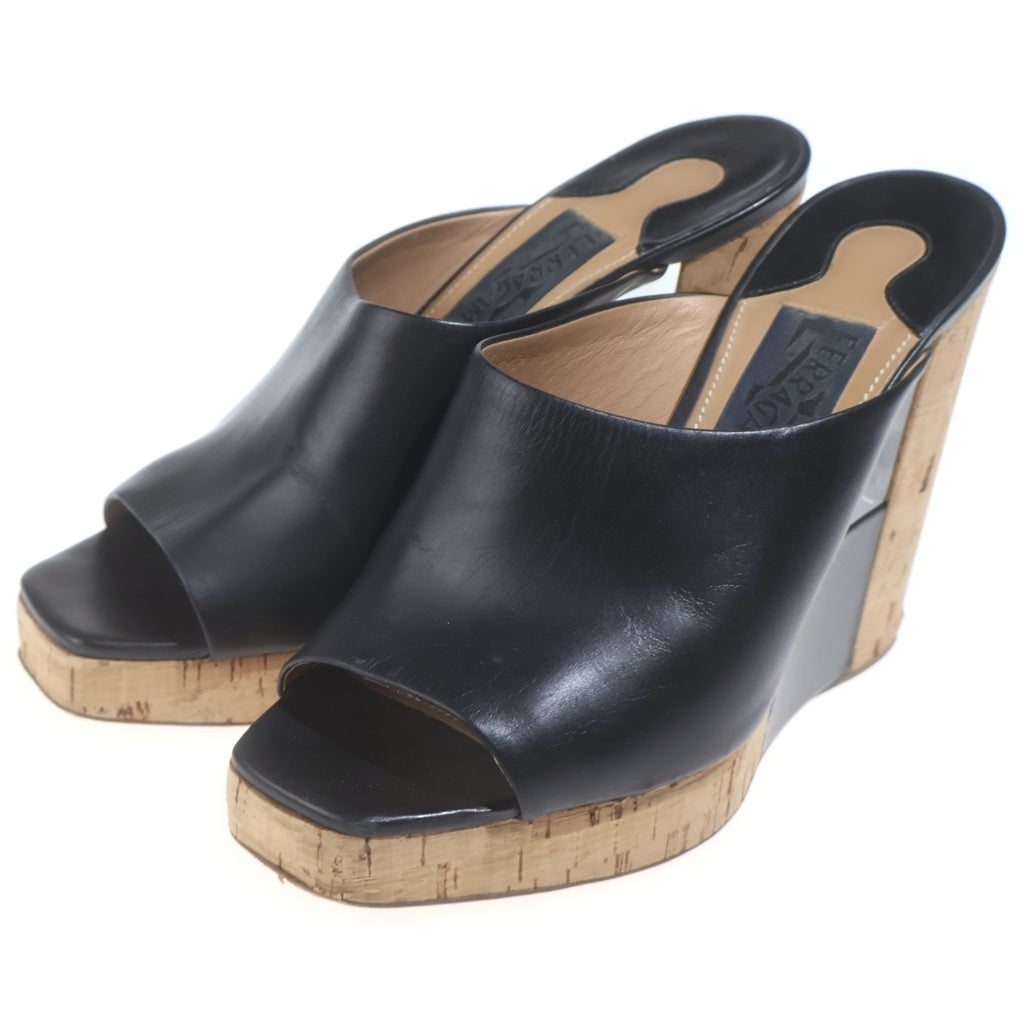 Salvatore Ferragamo(サルヴァトーレ フェラガモ) RERTY ウェッジソール ヒール レザー サンダル シューズ ブラック レディース