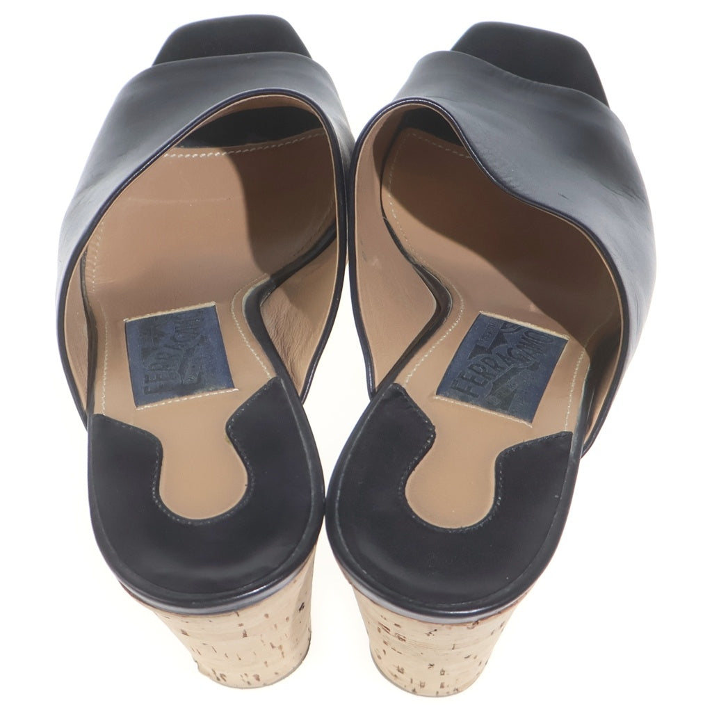 Salvatore Ferragamo(サルヴァトーレ フェラガモ) RERTY ウェッジソール ヒール レザー サンダル シューズ ブラック レディース