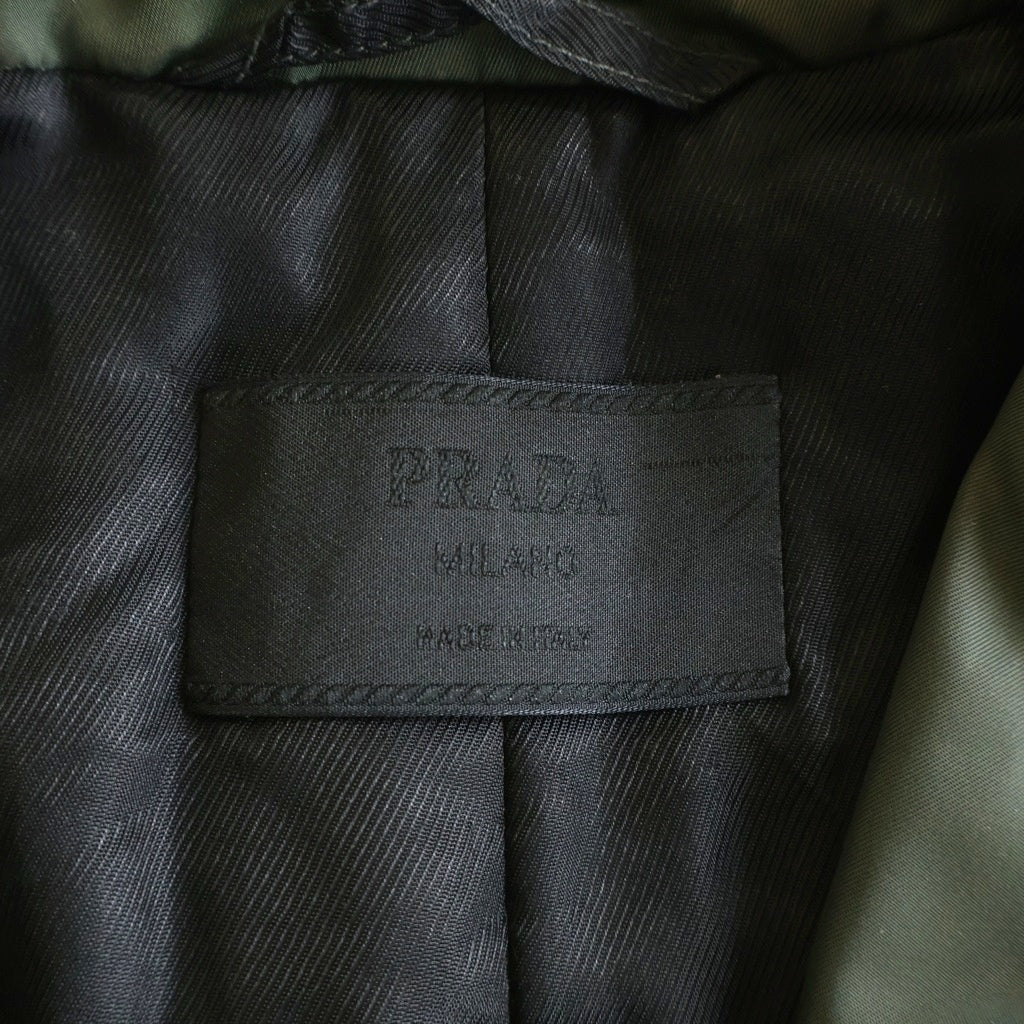 PRADA(プラダ) ナイロン 中綿入り ベルト付き ロングコート アウター カーキ #38 レディース