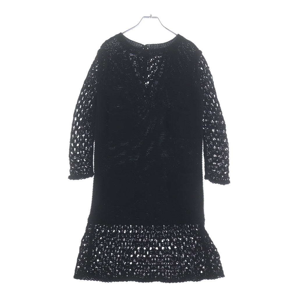 CHANEL(シャネル) 長袖ニットメッシュワンピース ブラック