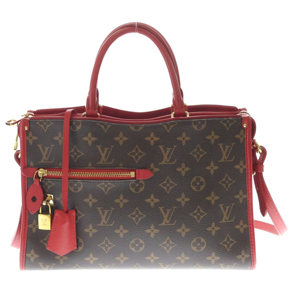 LOUIS VUITTON(ルイヴィトン) モノグラム ポパンクールPM 2WAYバッグ ハンドバッグ ショルダーバッグ レッド×ブラウン レザー×PVC M43433 ゴールド金具 レディース