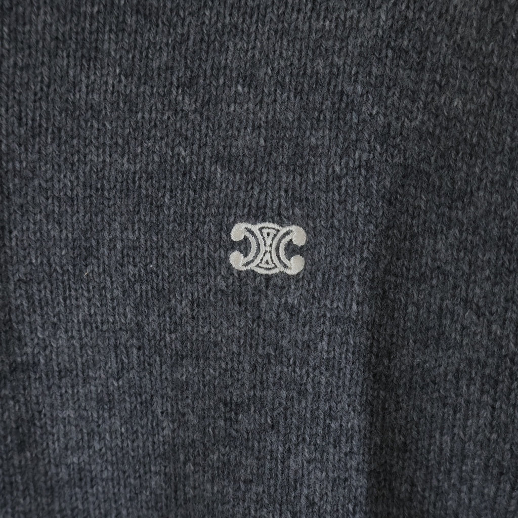 CELINE(セリーヌ) トリオンフ ロゴ刺繍 カシミヤ プルオーバー ニット パーカー フーディー グレー 2AC87048T レディース