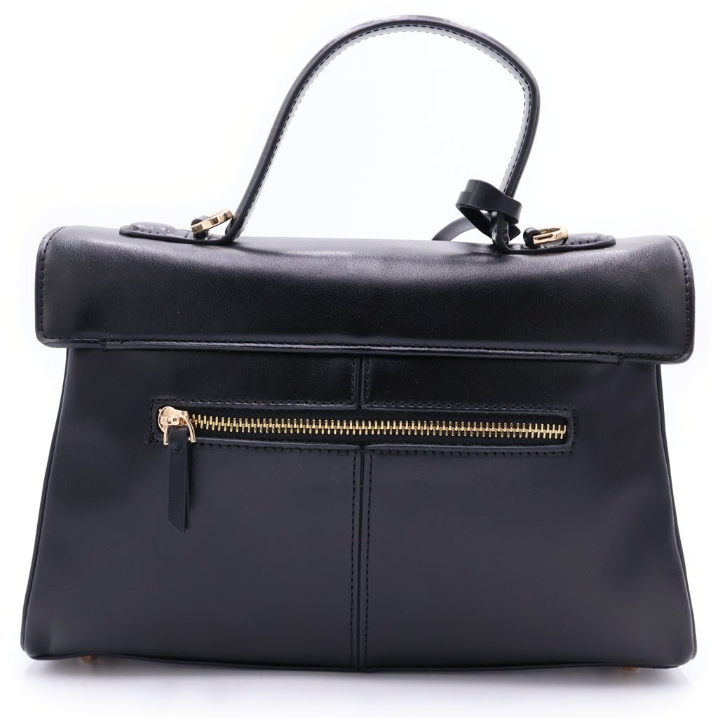 CAFUNE(カフネ) 2WAYハンドバッグ ショルダーバッグ ブラック レザー ゴールド金具 レディース