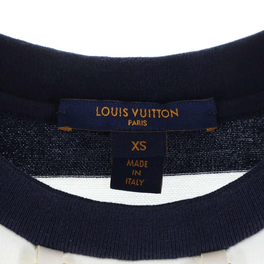 LOUIS VUITTON(ルイヴィトン) 22SS モノグラムチェーン ボーダー総柄 半袖Tシャツ カットソー ネイビー/ホワイト RW221J LO7 FMTS13