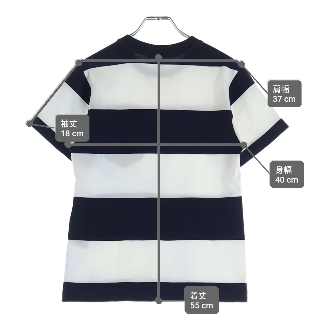 LOUIS VUITTON(ルイヴィトン) 22SS モノグラムチェーン ボーダー総柄 半袖Tシャツ カットソー ネイビー/ホワイト RW221J LO7 FMTS13
