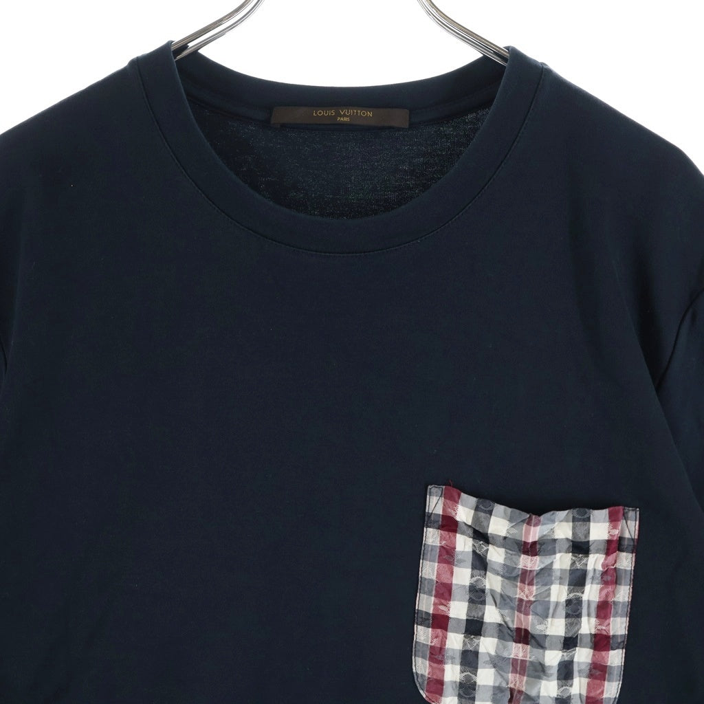 LOUIS VUITTON(ルイヴィトン) 15SS モノグラム チェック柄ポケット 半袖Tシャツ カットソー ネイビー RM151M H7Y20WCMS