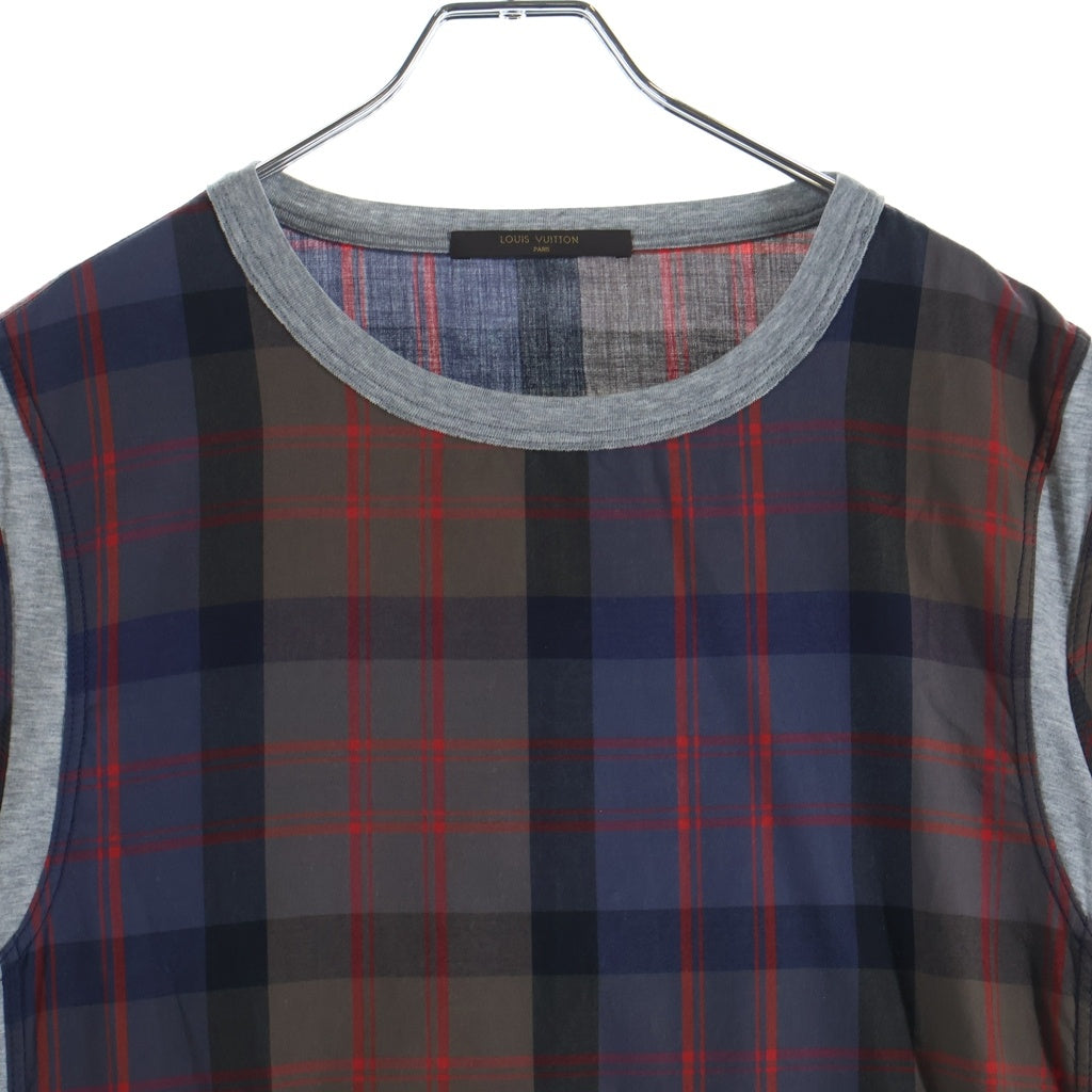 LOUIS VUITTON(ルイヴィトン) 17SS チェック総柄 半袖Tシャツ カットソー ネイビー/ブラウン RM171 AZJ HBY77W