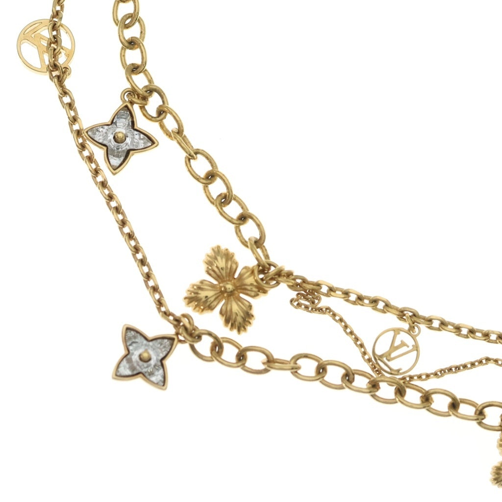 LOUIS VUITTON(ルイヴィトン) モノグラム コリエ ブルーミング ストラス ネックレス ペンダント チェーン ゴールド GP M68374 レディース