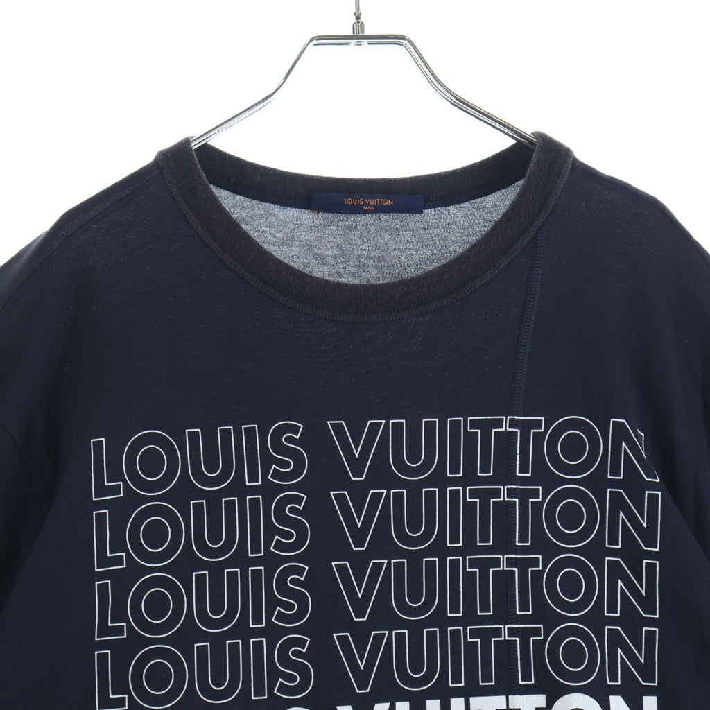 LOUIS VUITTON(ルイヴィトン) 18AW ロゴプリント パッチワーク 半袖Tシャツ カットソー ネイビー RM182M FMB HFY06W