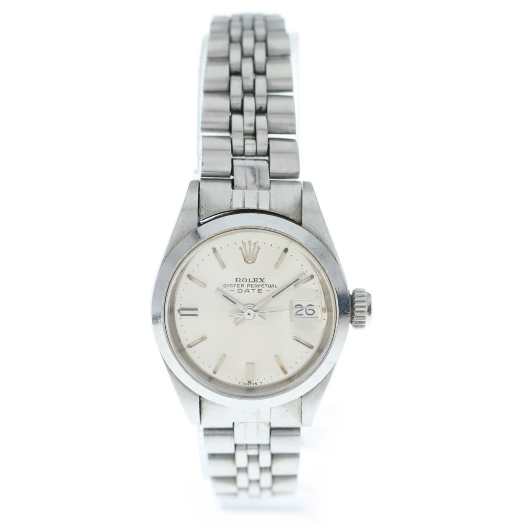 ROLEX(ロレックス) オイスターパーペチュアルデイト SS/AT ステンレス オートマ 自動巻き 腕時計 6916 シルバー文字盤 レディース
