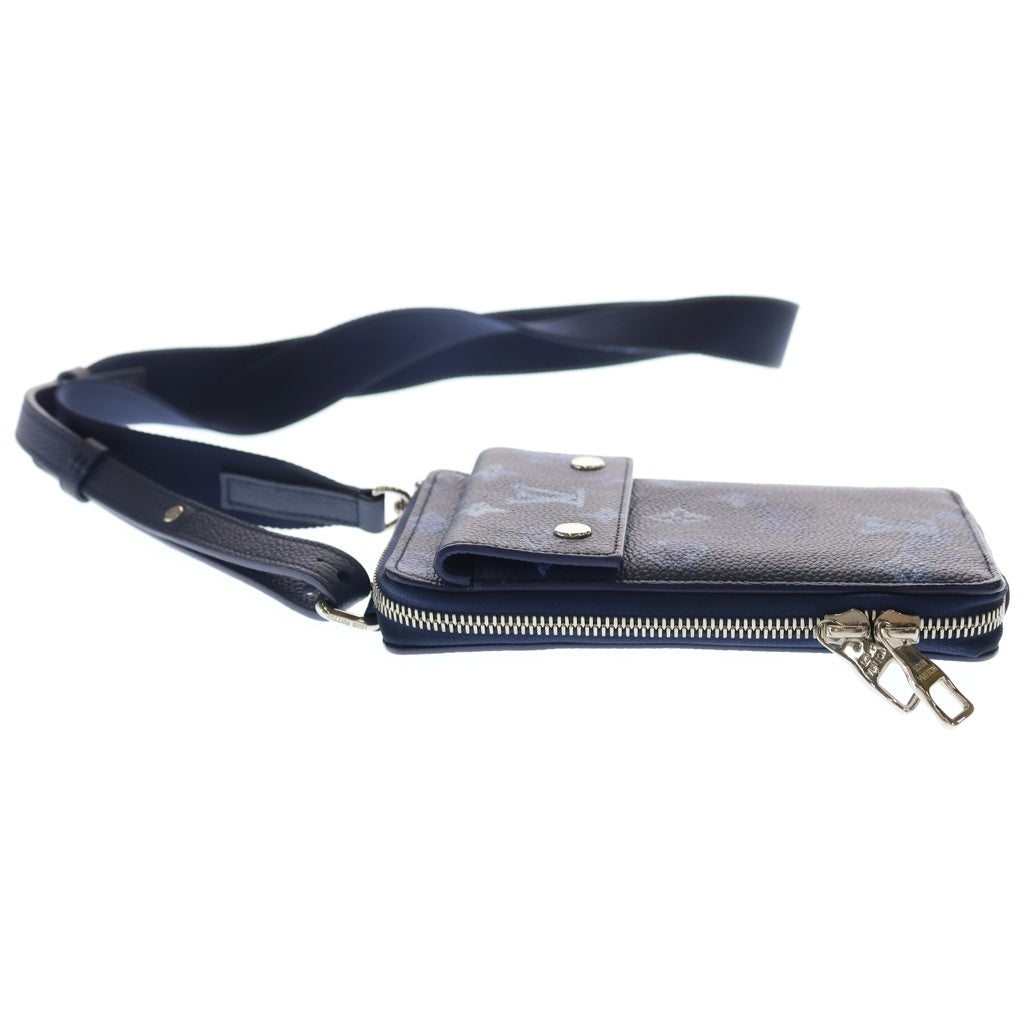LOUIS VUITTON(ルイヴィトン) モノグラム ウォーターカラー PVCコーティングキャンバス フォンケース ポーチ ネイビー/ブルー M80466 RFID レディース