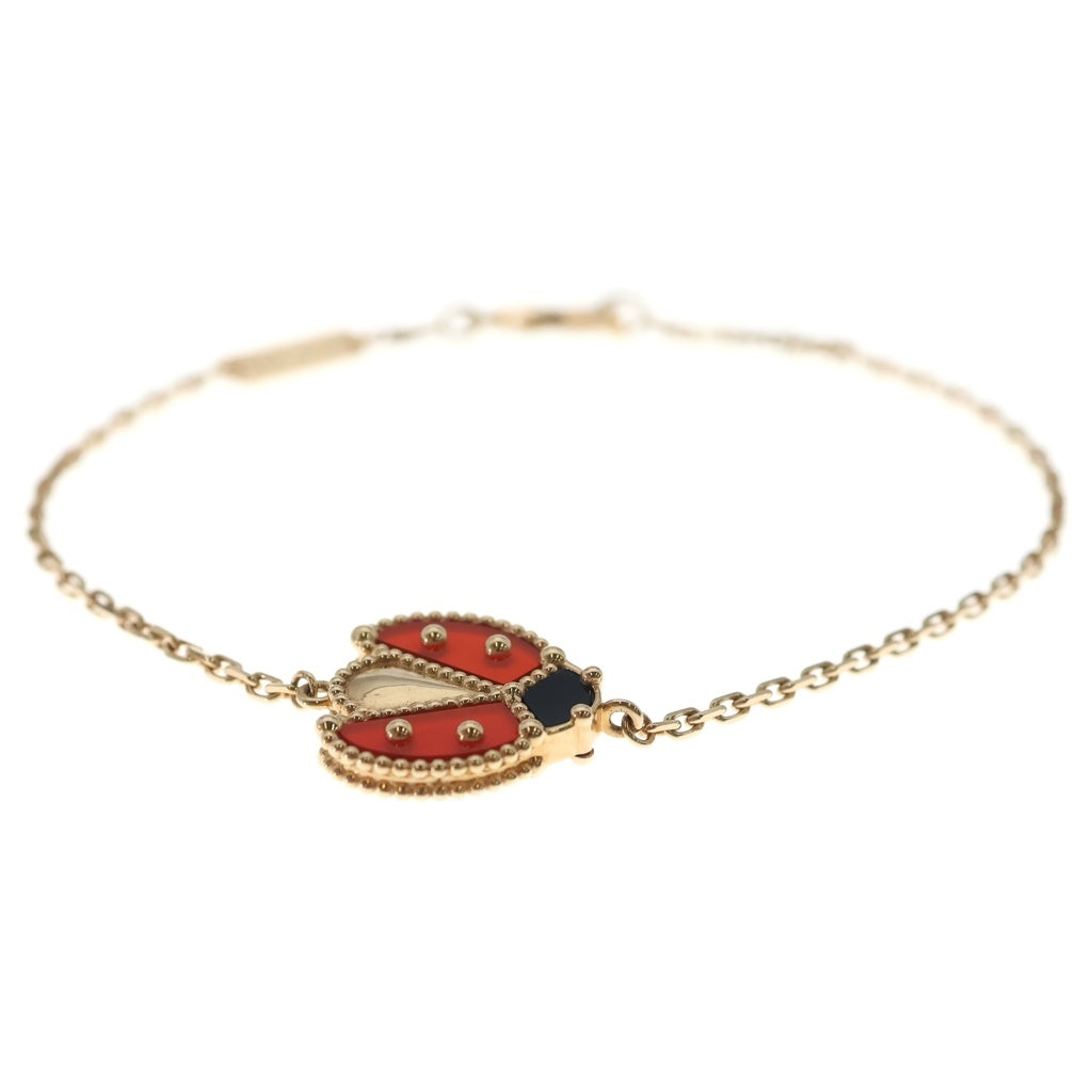 Van Cleef & Arpels(ヴァンクリーフアンドアーペル) ラッキースプリング オープンウィング オニキス カーネリアン ブレスレット K18PG ピンクゴールド VCARP7R100 レディース