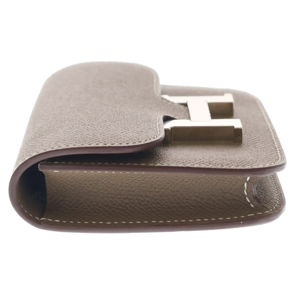 HERMES(エルメス) コンスタンス スリム ウォレット 二つ折り財布 エトゥープ エプソン Hロゴ Y刻印 シルバー金具 ブラウン レディース