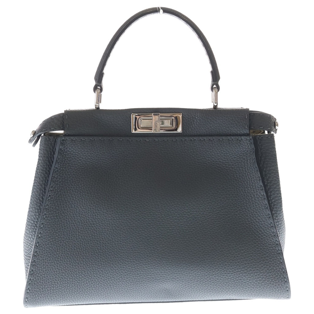 FENDI(フェンディ) ピーカブー セレリア ミディアム レザー 2WAY ハンド ショルダー バッグ シルバー金具 グレー 8BN226 レディース