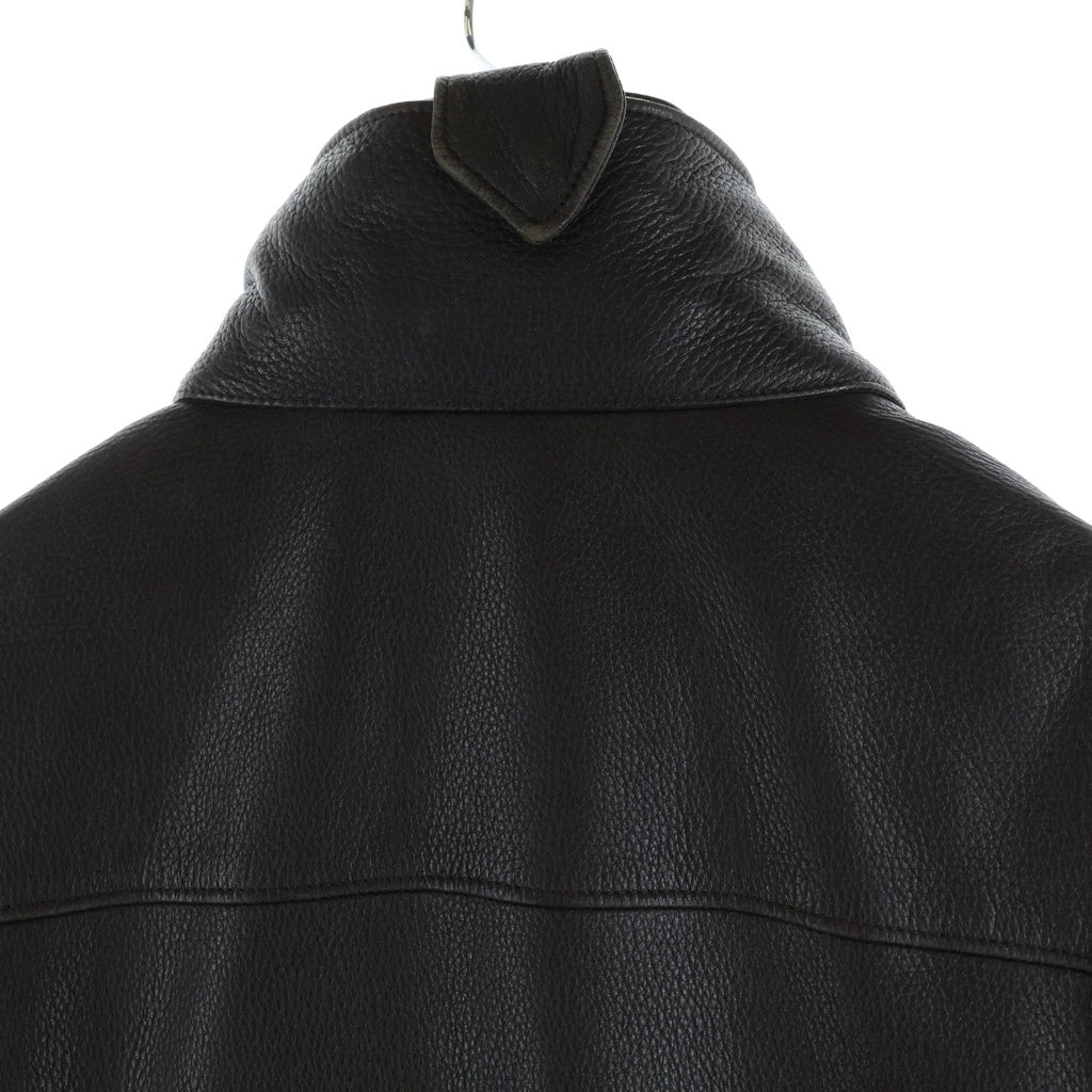 Loro Piana(ロロピアーナ) Deerskin Leather Jacket 鹿革 レザージャケット ジップアップ riri 裏地カシミヤ イタリア製 ブラウン