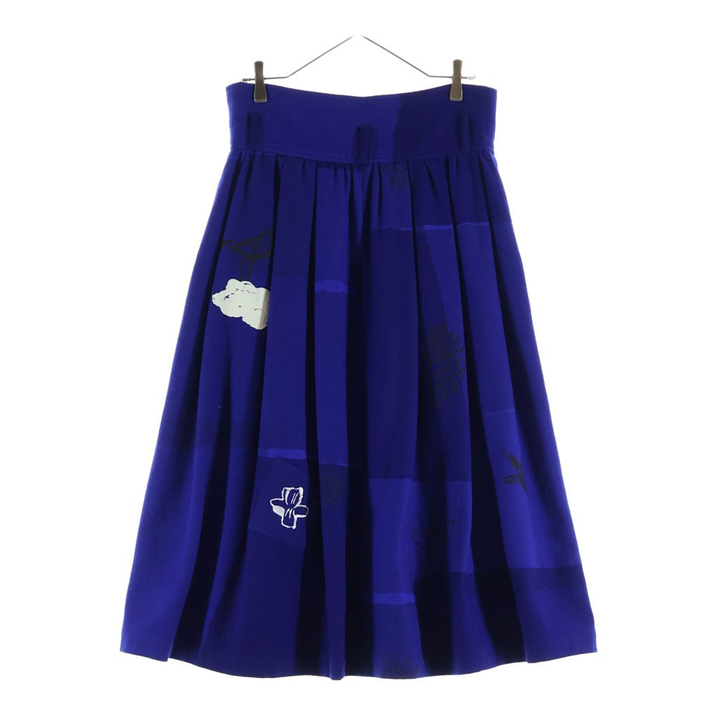 COMME des GARCONS(コムデギャルソン) 89AW アートプリント ウールロングスカート 刺しゅう プリント AD1989 ブルー GSー05064M レディース