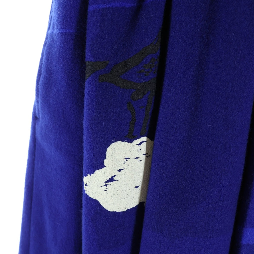 COMME des GARCONS(コムデギャルソン) 89AW アートプリント ウールロングスカート 刺しゅう プリント AD1989 ブルー GSー05064M レディース