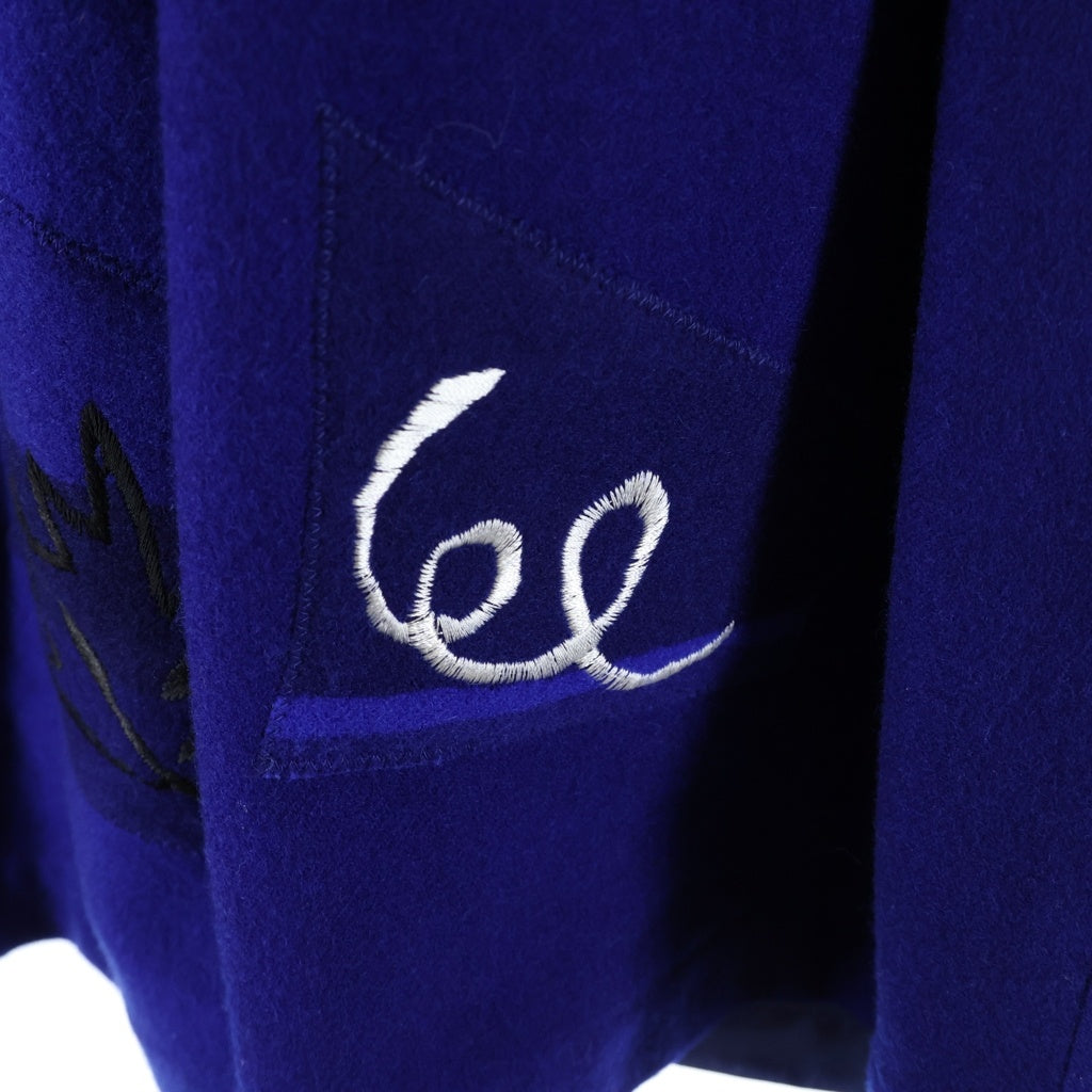 COMME des GARCONS(コムデギャルソン) 89AW アートプリント ウールロングスカート 刺しゅう プリント AD1989 ブルー GSー05064M レディース