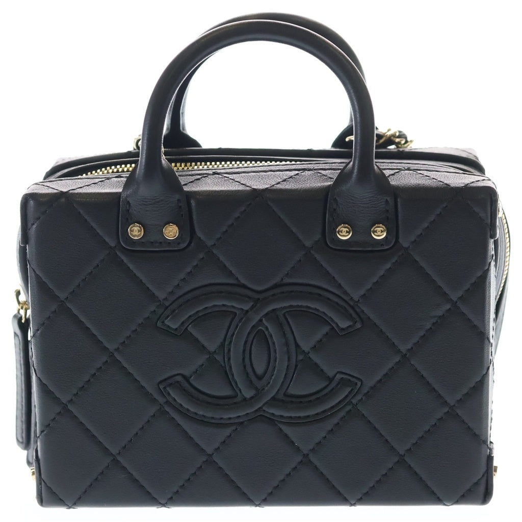 CHANEL(シャネル) マトラッセ スモールバニティ ココマーク ラムスキン ゴールド金具 2WAY チェーンショルダーバッグ ハンドバッグ AS3344 ブラック レディース