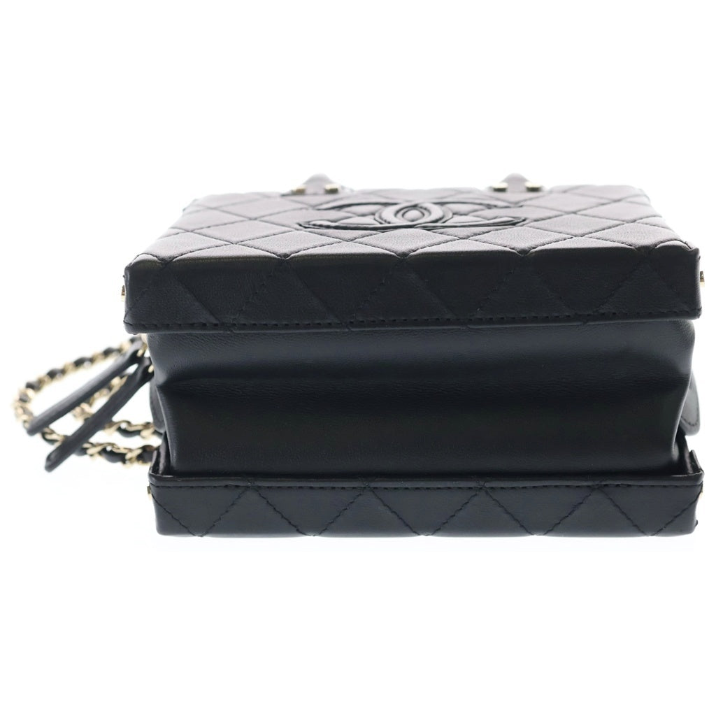 CHANEL(シャネル) マトラッセ スモールバニティ ココマーク ラムスキン ゴールド金具 2WAY チェーンショルダーバッグ ハンドバッグ AS3344 ブラック レディース