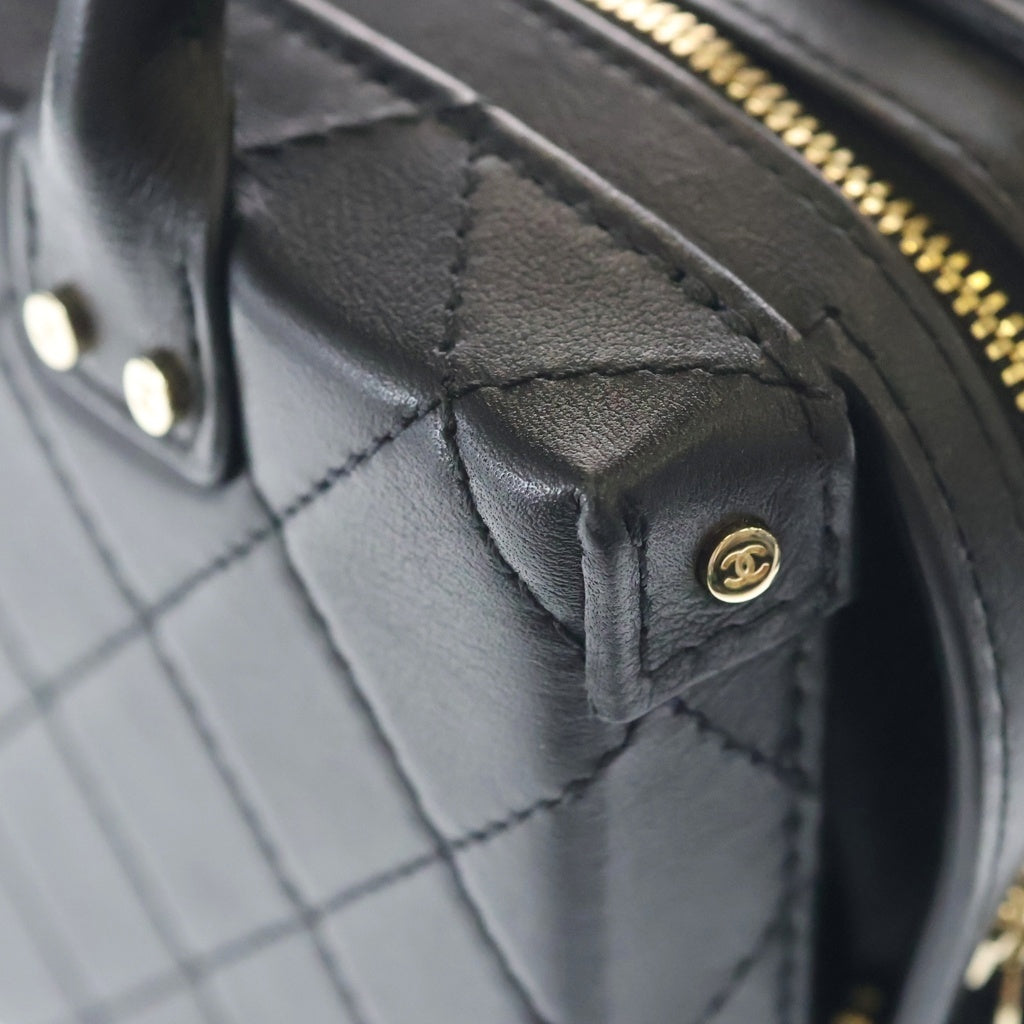CHANEL(シャネル) マトラッセ スモールバニティ ココマーク ラムスキン ゴールド金具 2WAY チェーンショルダーバッグ ハンドバッグ AS3344 ブラック レディース