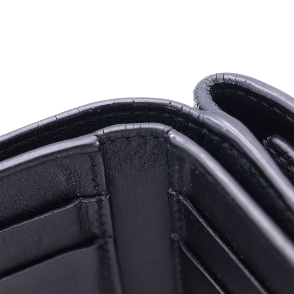LOEWE(ロエベ) アナグラム トライフォールドウォレット コンパクトウォレット 二つ折り財布 ブラック レザー シルバー金具 レディース