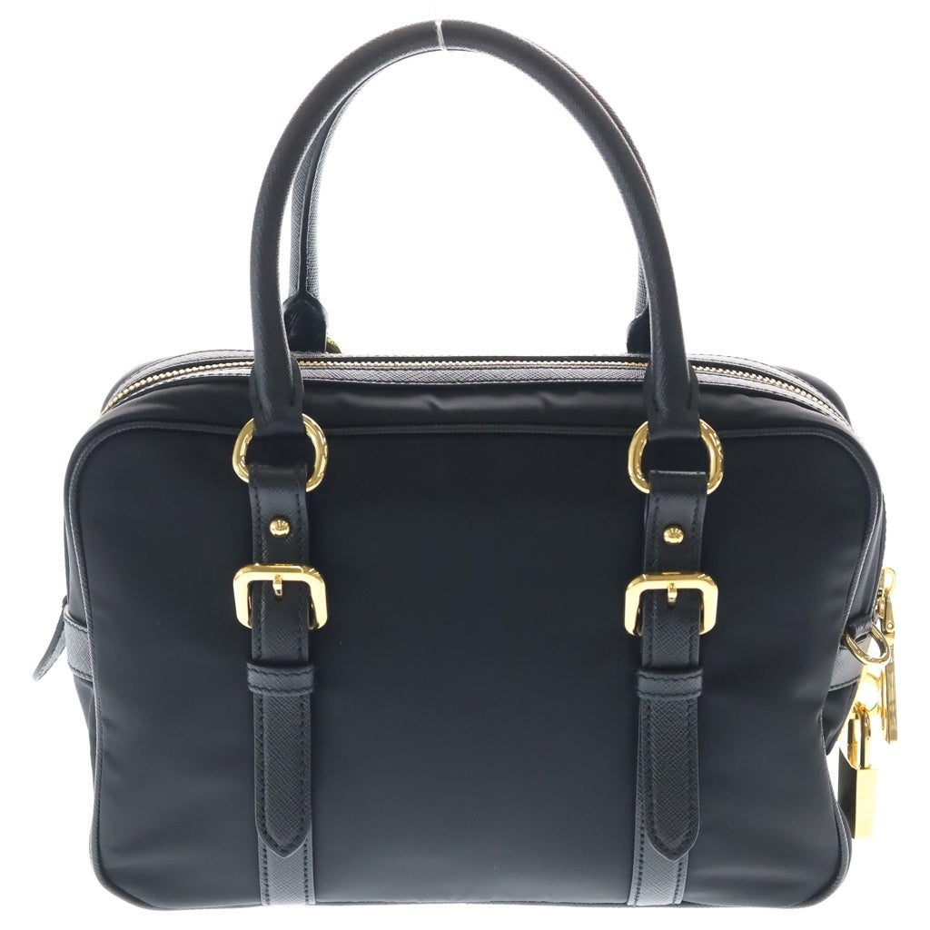 PRADA(プラダ) サフィアーノ テスート ナイロン×レザー 2WAY ハンドバッグ ショルダーバッグ 1BB088 ブラック レディース