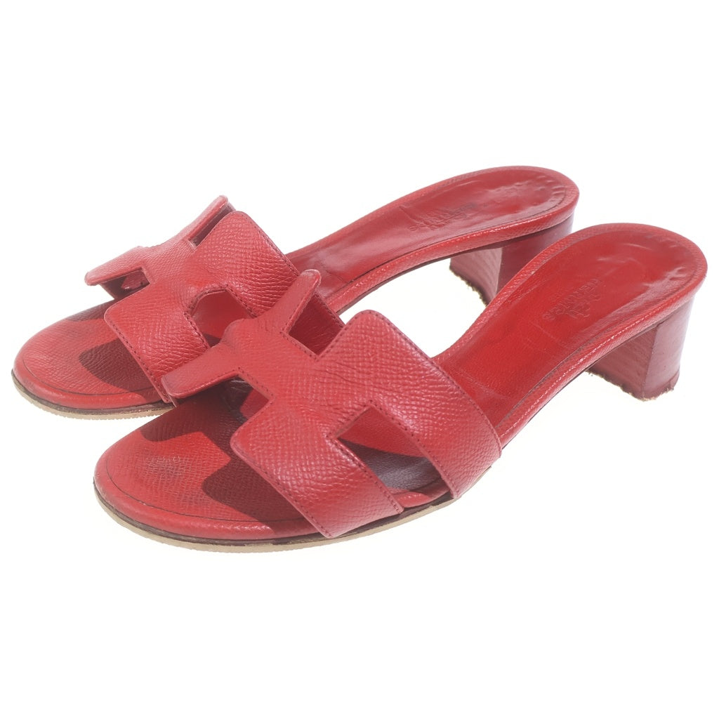 HERMES(エルメス) オアジス サンダル レッド レザー #34 1/2 レディース