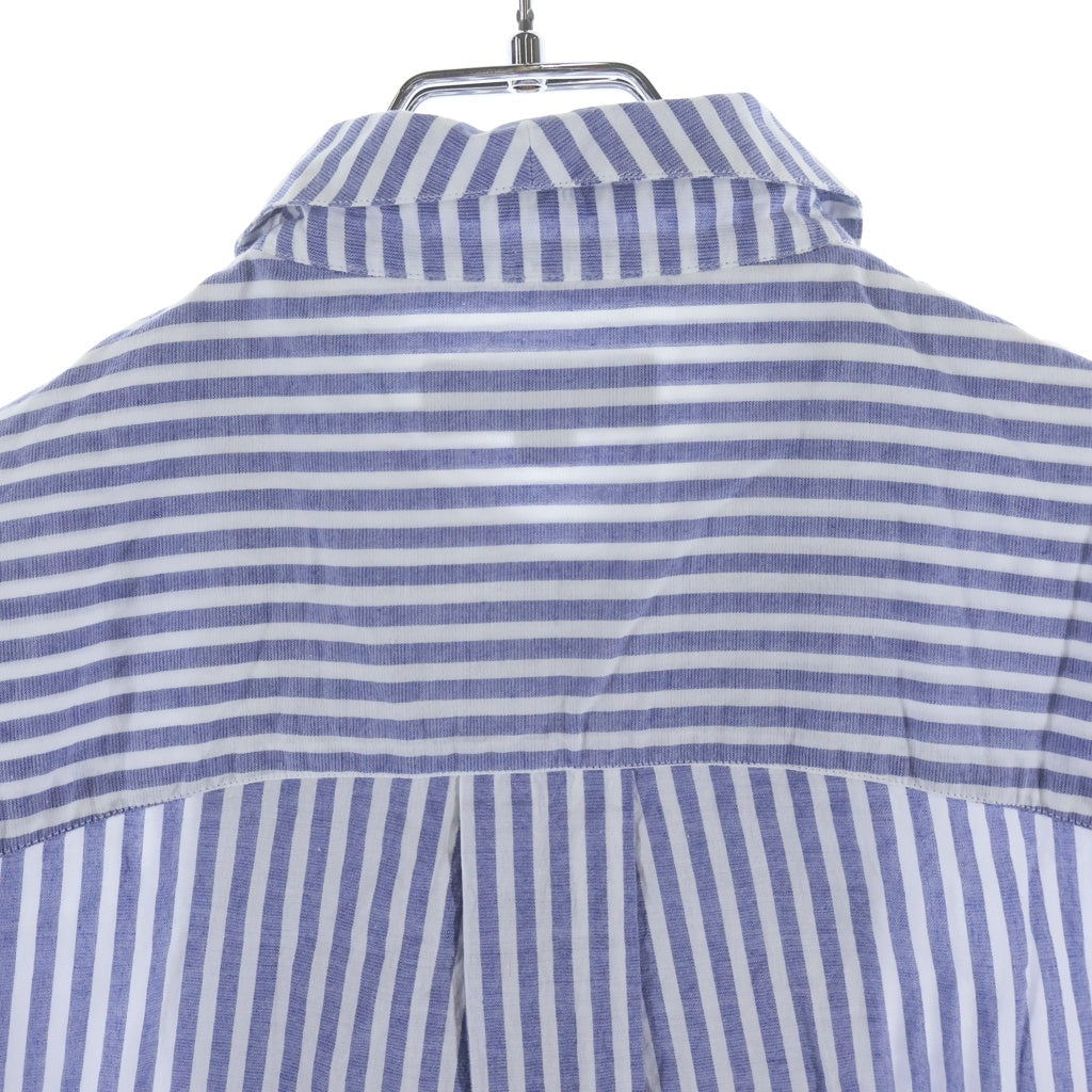 BURBERRY(バーバリー) フロントプリーツデザイン ストライプ長袖シャツ ボタンダウン コットン ホワイト/ブルー 4048443 レディース